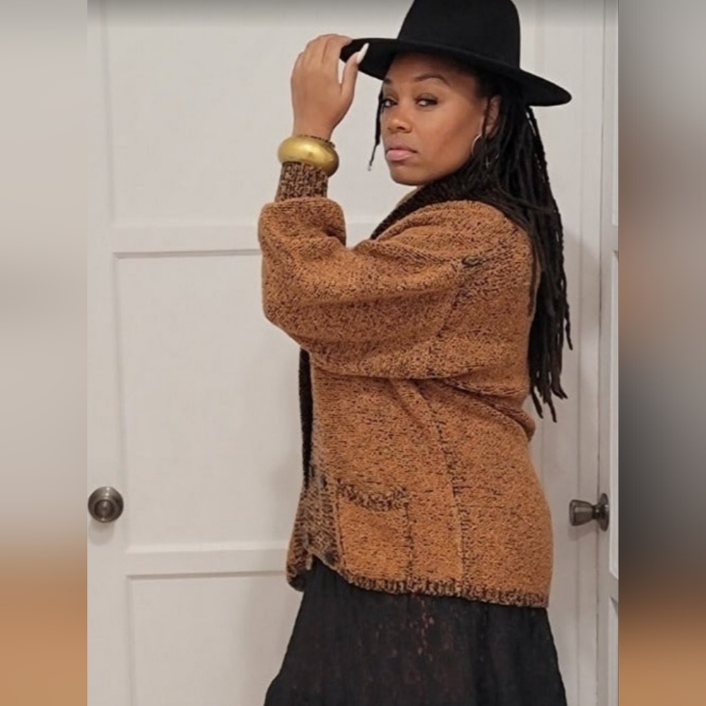 Vintage Sideffects Chunky Sweater Black And Brown… - image 3